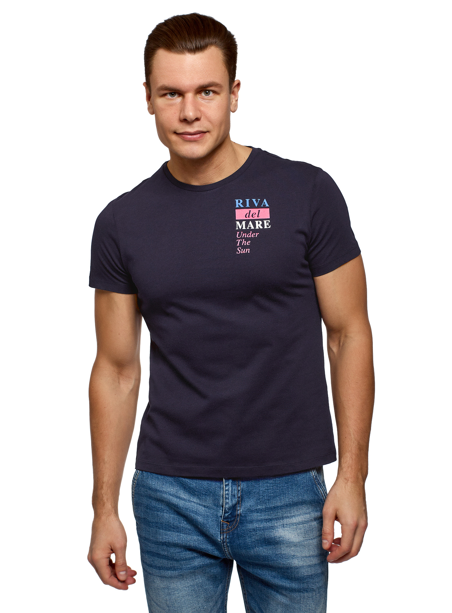 фото Футболка мужская oodji 5l621002i-46 синяя m