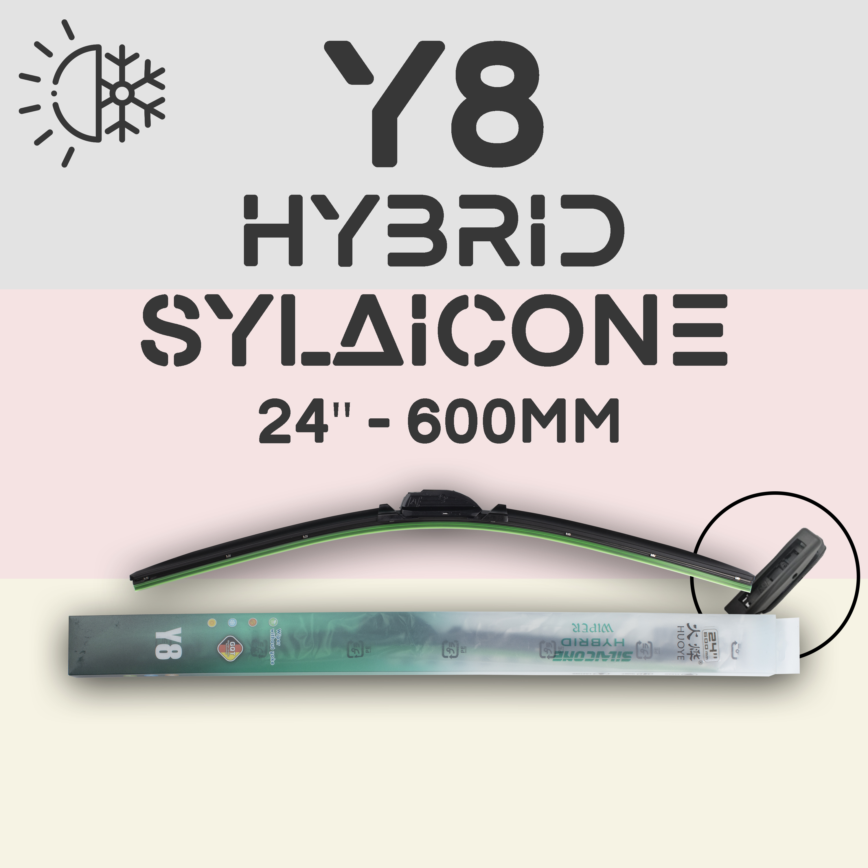 Щетка стеклоочистителя - HUOYE Y8 - Гибридный силиконовый дворник - 24"/600 Bayonet arm, Y8
Щетка стеклоочистителя - HUOYE Y8 - Гибридный силиконовый дворник - 24"/600 Bayonet arm, Y8