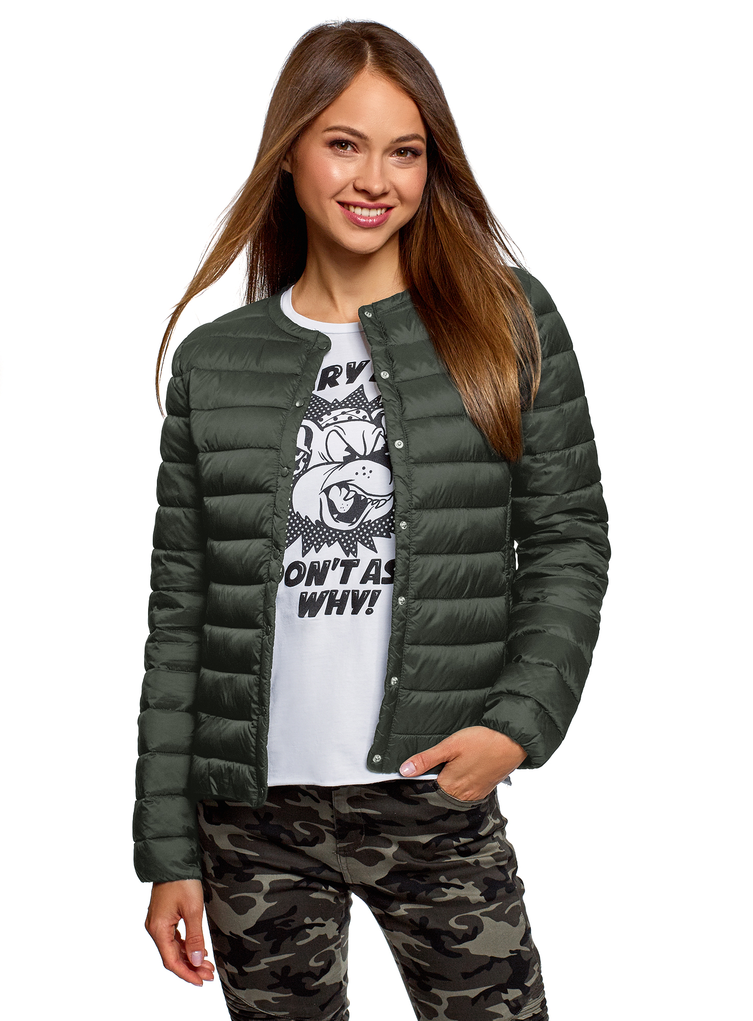 фото Куртка женская oodji 10204040b хаки 36/170