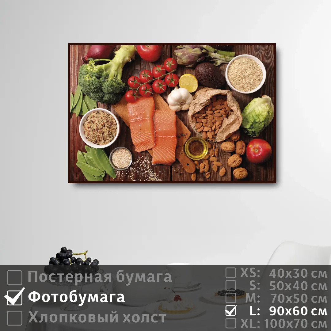 Постер на фотобумаге ПолиЦентр Здоровое питание овощи зелень рыба 90х60 см, ЗдоровоеПитаниеОвощиЗеленьРыба
Постер на фотобумаге ПолиЦентр Здоровое питание овощи зелень рыба 90х60 см, ЗдоровоеПитаниеОвощиЗеленьРыба