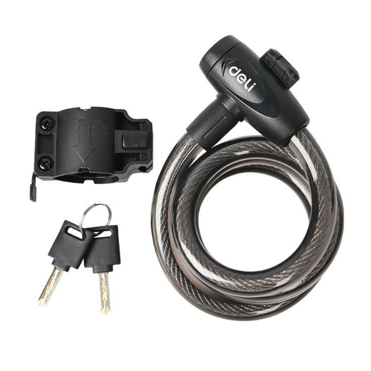 Замок тросовый велосипедный Deli Tools DL508062 12*1000 мм, два ключа, держатель на раму, Черный
Замок тросовый велосипедный Deli Tools DL508062 12*1000 мм, два ключа, держатель на раму, Черный