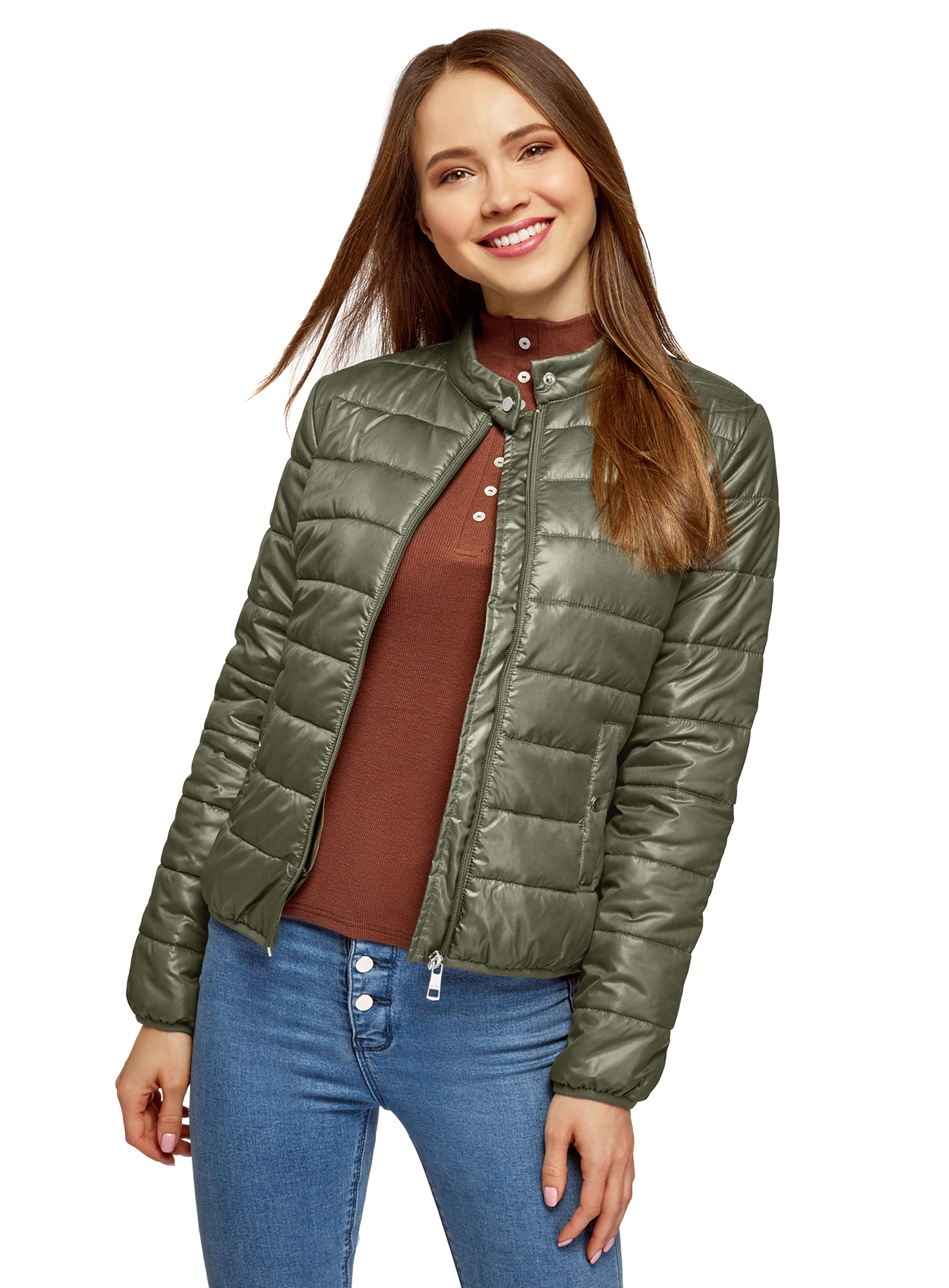 фото Куртка женская oodji 10203060b хаки 36/170