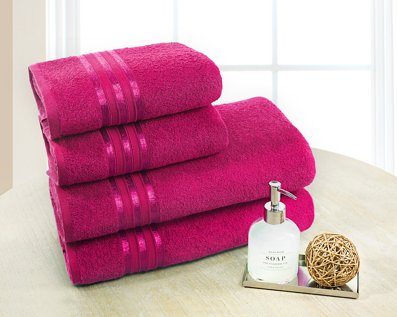 фото Набор из 4-х полотенец "гармоника" малиновый doome