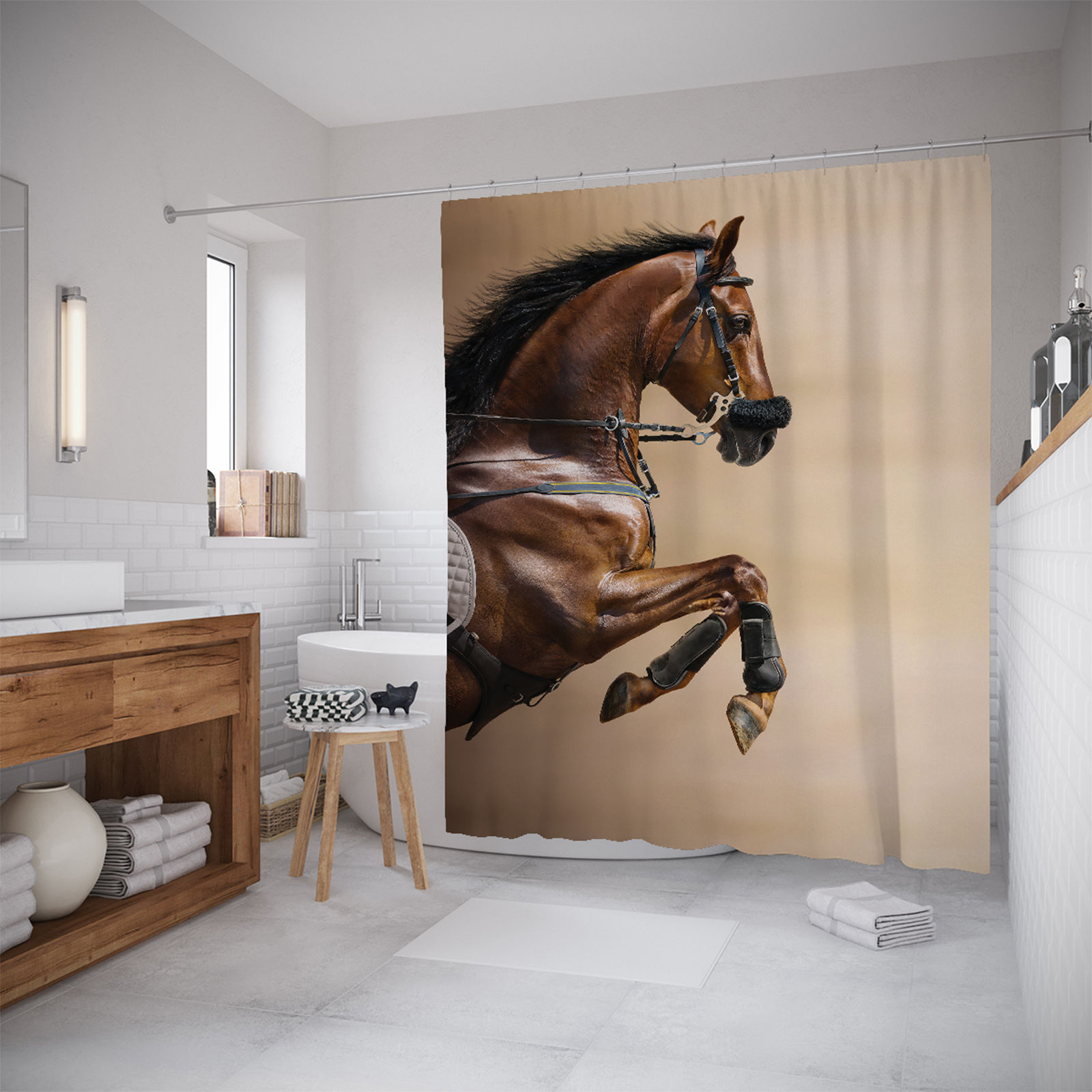 фото Штора для ванной joyarty «смелая лошадь» 180x200