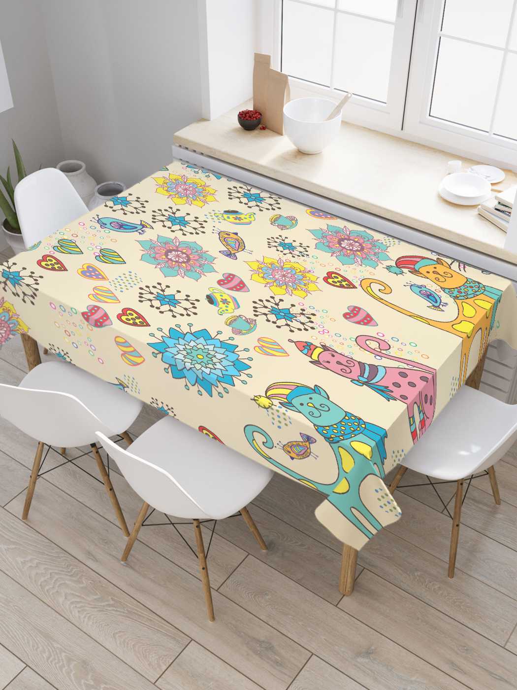 Скатерть прямоугольная JoyArty "Кошки и птички" из оксфорда, 120x145 см, Бежевый, Кошки и птички 
Скатерть прямоугольная JoyArty "Кошки и птички" из оксфорда, 120x145 см, Бежевый, Кошки и птички