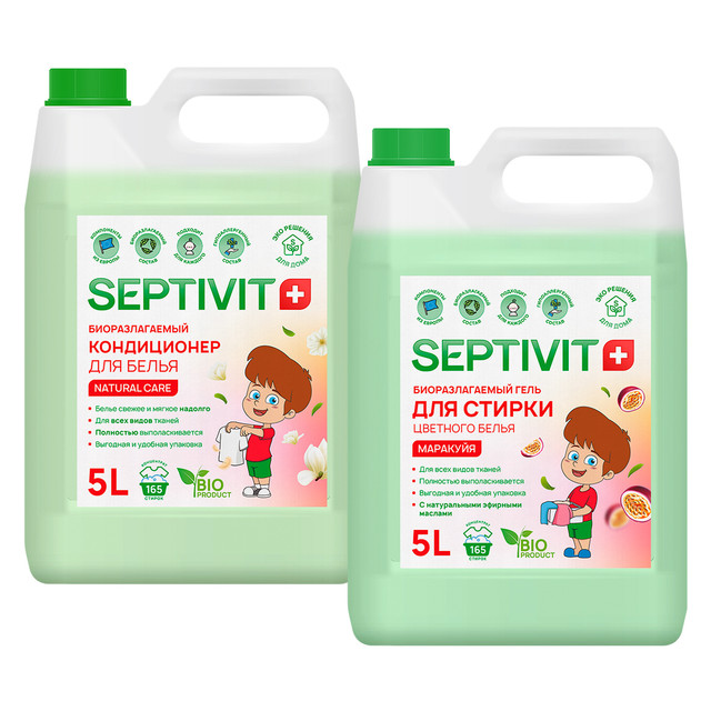 Кондиционер NATURAL CARE+Гель для стирки цветного белья Маракуйя Septivit Premium 5л+5л
Кондиционер NATURAL CARE+Гель для стирки цветного белья Маракуйя Septivit Premium 5л+5л