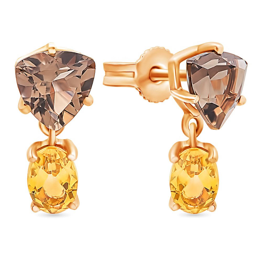 Серьги подвески из красного золота 585Gold 202005628, цитрин/раухтопаз, 202005628
Серьги подвески из красного золота 585Gold 202005628, цитрин/раухтопаз, 202005628