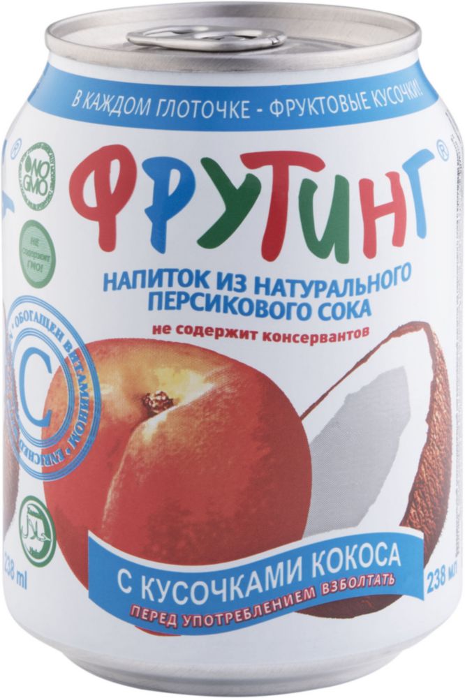 Напиток из сока персика Фрутинг с кусочками кокоса 238 мл, Фрутинг персик-кокос
Напиток из сока персика Фрутинг с кусочками кокоса 238 мл, Фрутинг персик-кокос