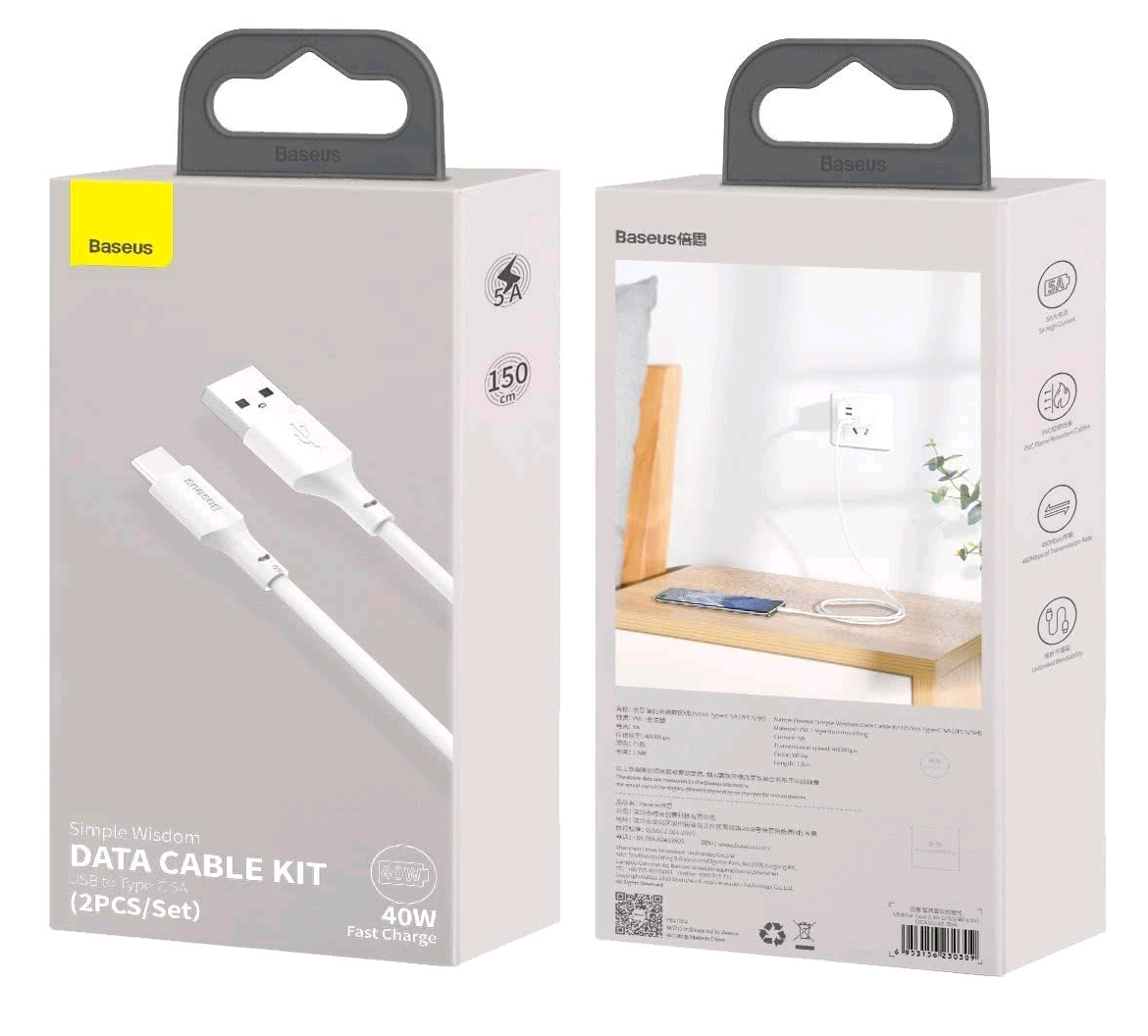 Кабель Baseus USB Type-C 5A 1.5m Simple Wisdom Data Cable Kit White TZCATZJ-02 (IS001156), Кабель USB Type-C 5A 1.5m Baseus Simple Wisdom Data Cable Kit White TZCATZJ-02 (IS001156)
Кабель Baseus USB Type-C 5A 1.5m Simple Wisdom Data Cable Kit White TZCATZJ-02 (IS001156), Кабель USB Type-C 5A 1.5m Baseus Simple Wisdom Data Cable Kit White TZCATZJ-02 (IS001156)