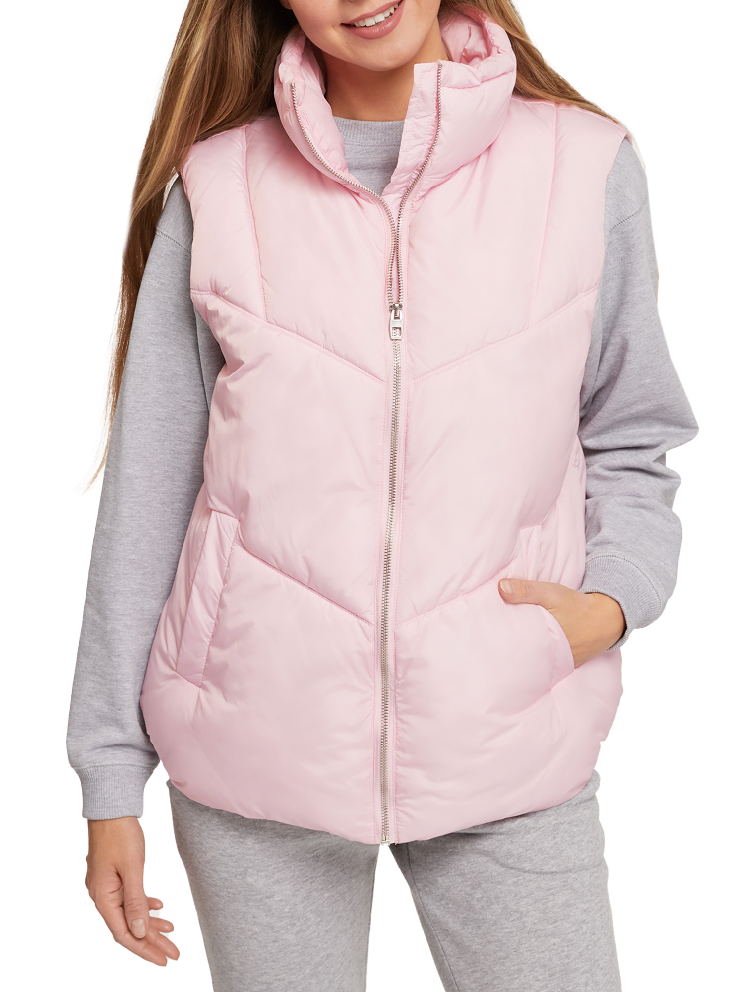 фото Утепленный жилет женский oodji 19400025 розовый 42/170
