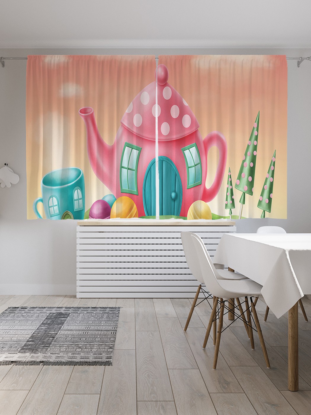 Классические шторы JoyArty "Домик в чайнике", серия Oxford DeLux, 2 полотна 145x180 см, Домик в чайнике 
Классические шторы JoyArty "Домик в чайнике", серия Oxford DeLux, 2 полотна 145x180 см, Домик в чайнике