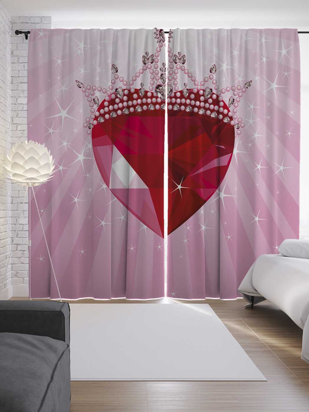 фото Шторы joyarty с фотопечатью "коронование сердца" из сатена, 290х265 см