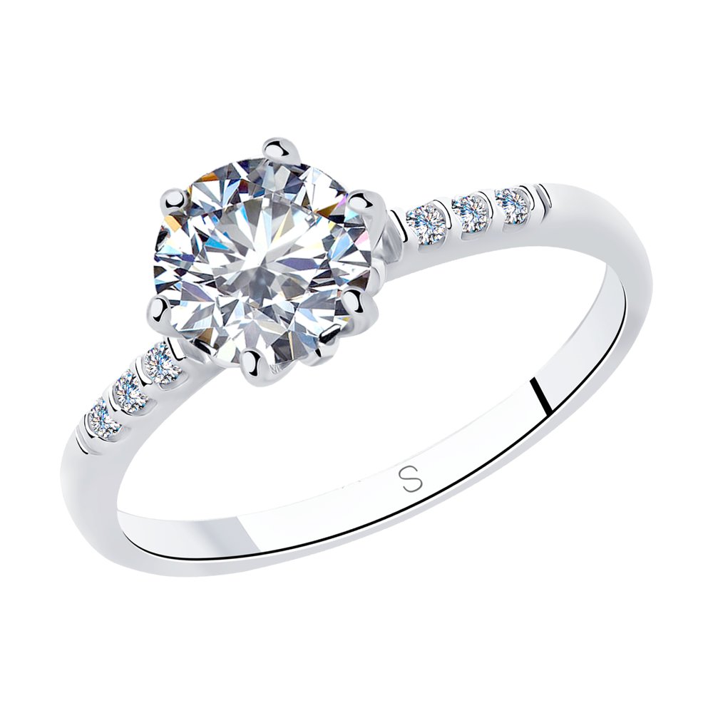 фото Кольцо из серебра с фианитом р 18.5 sokolov 94012964