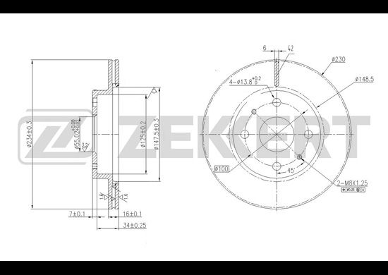 фото Тормозной диск zekkert bs-5725
