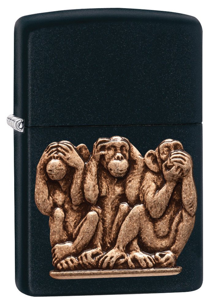 Бензиновая зажигалка Zippo Three Monkeys Black Matte, Черный;золотистый, Three Monkeys
Бензиновая зажигалка Zippo Three Monkeys Black Matte, Черный;золотистый, Three Monkeys