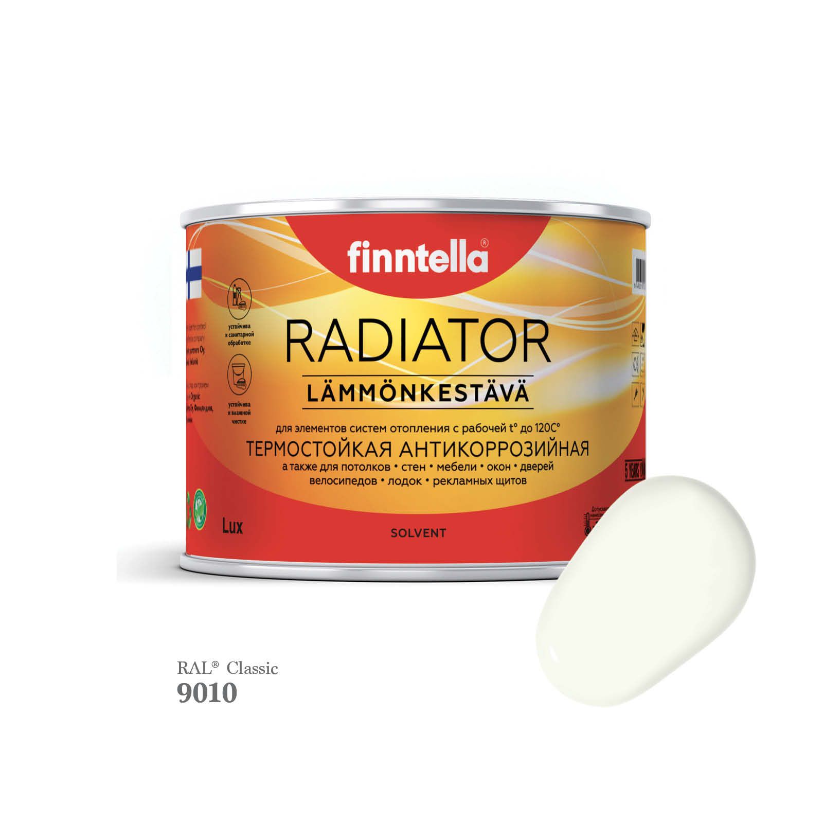 Краска для радиаторов быстросохнущая финская эмаль FINNTELLA RADIATOR, цвет RAL9010 , 0,45, Черный, RADIATOR RAL
Краска для радиаторов быстросохнущая финская эмаль FINNTELLA RADIATOR, цвет RAL9010 , 0,45, Черный, RADIATOR RAL