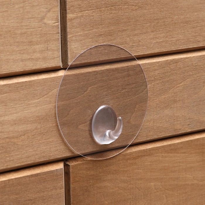 фото Самоклеящийся прозрачный крючок с системой бесследного удаления 8,5*8,5 см, до 10 кг, 1 шт nobrand