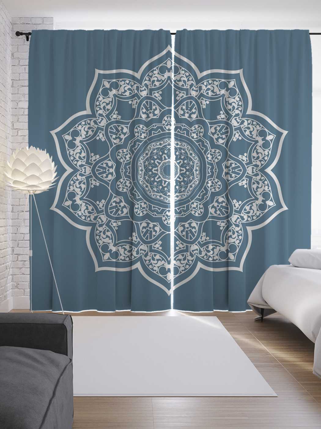 фото Шторы joyarty с фотопечатью "ажурный лотос" из сатена, 290х265 см