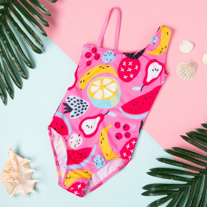фото Купальник детский kaftan фрукты, рост 110-116 (32), розовый