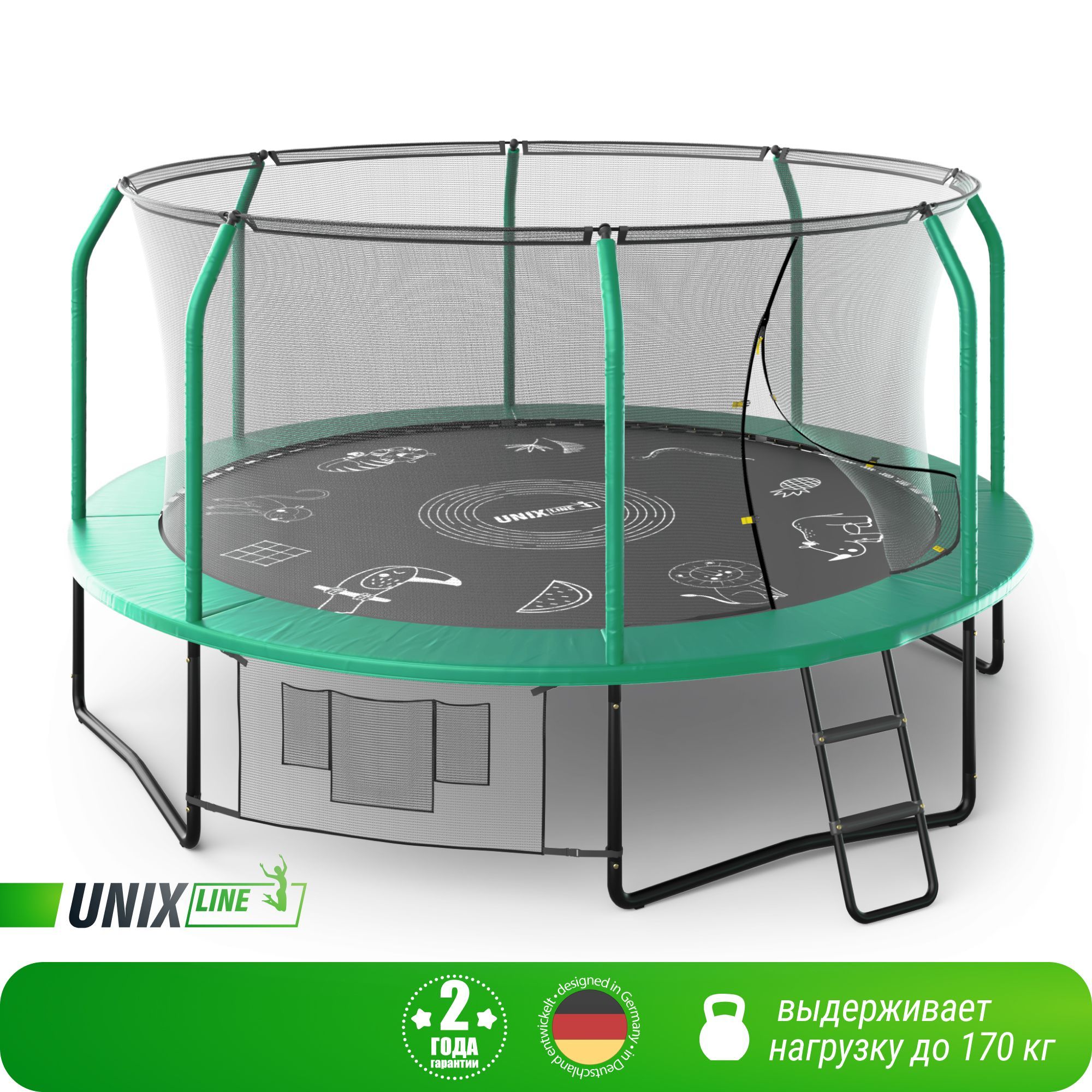Батут каркасный UNIX Line SUPREME GAME 14 ft Green, общий диаметр 427 см, до 170 кг, Зеленый, Supreme Game
Батут каркасный UNIX Line SUPREME GAME 14 ft Green, общий диаметр 427 см, до 170 кг, Зеленый, Supreme Game