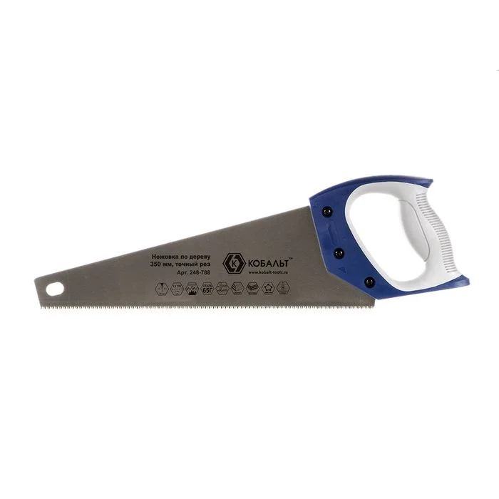 фото Ножовка по дереву 350 мм, шаг 2 мм/ 12 tpi, закаленный зуб, 3d-заточка, кобальт