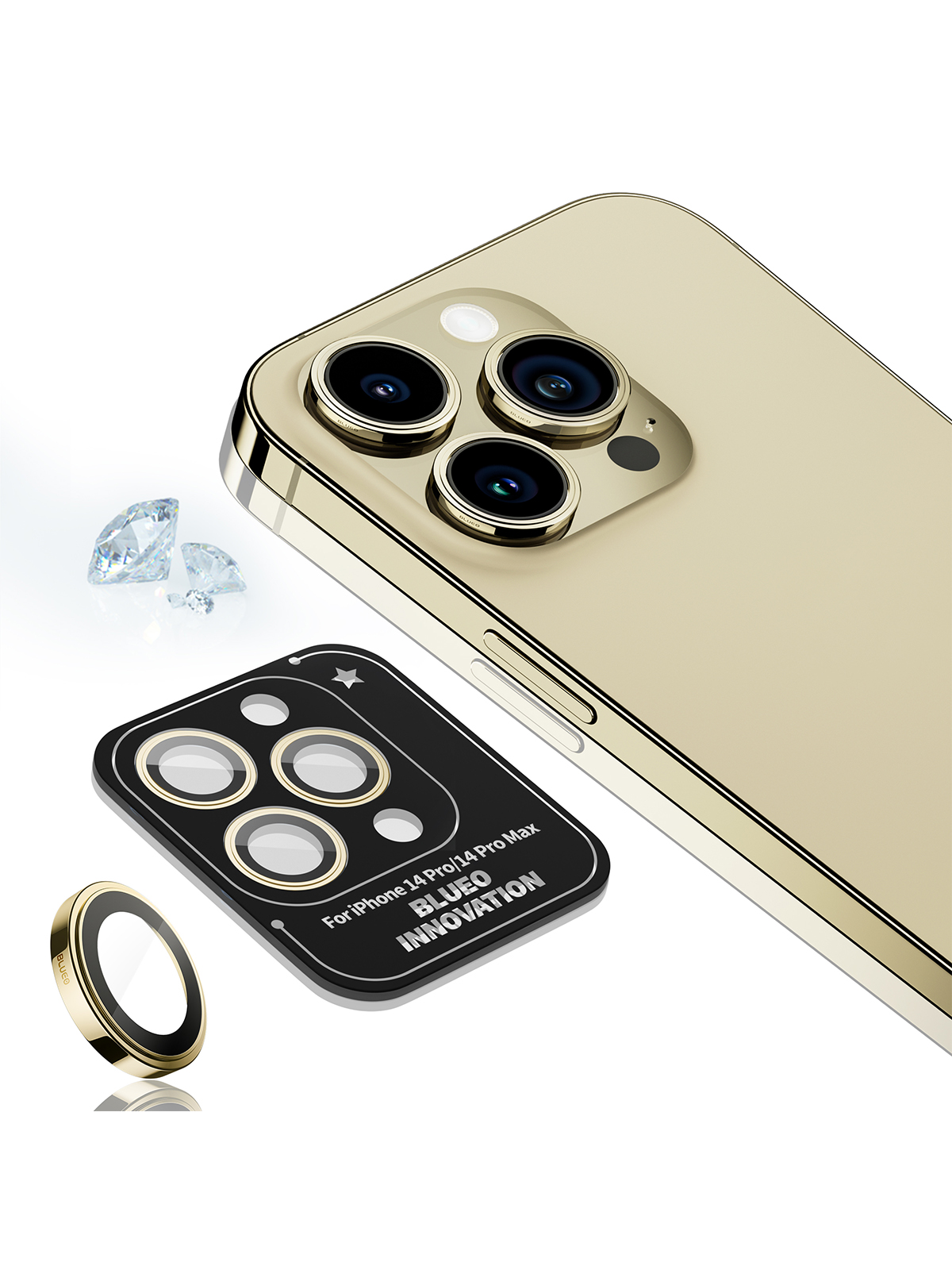 Стекло BlueO для камеры iPhone 14 Pro/14 Pro Max PVD stainless steel 3 шт. Gold, Camera Lens
Стекло BlueO для камеры iPhone 14 Pro/14 Pro Max PVD stainless steel 3 шт. Gold, Camera Lens
