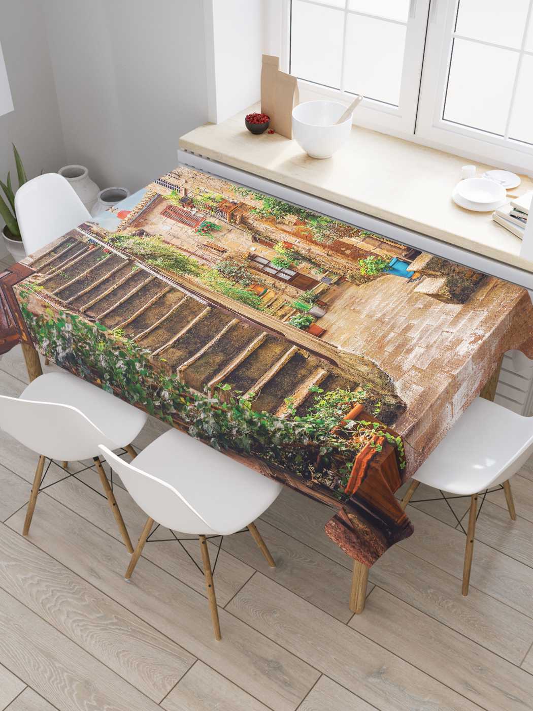 Скатерть прямоугольная JoyArty "Цветочные улицы" из оксфорда, 120x145 см, Коричневый, Цветочные улицы 
Скатерть прямоугольная JoyArty "Цветочные улицы" из оксфорда, 120x145 см, Коричневый, Цветочные улицы