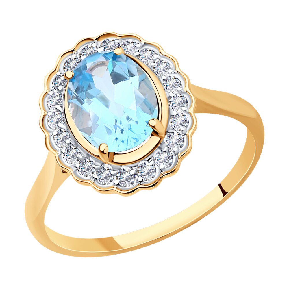 фото Кольцо из красного золота с топазом/фианитом р 19.5 sokolov 716771