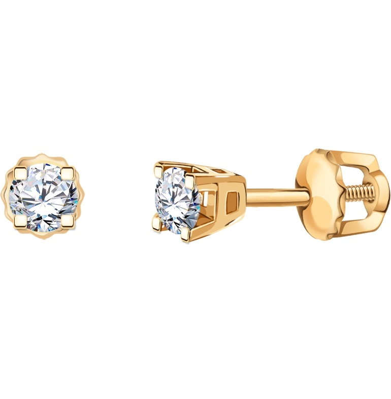 Серьги-пусеты из красного золота с фианитом Atoll 20248, 20248 
Серьги-пусеты из красного золота с фианитом Atoll 20248, 20248