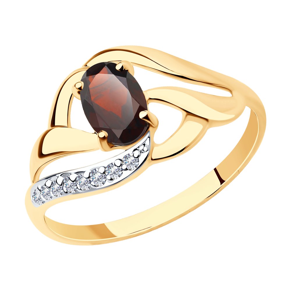 фото Кольцо из красного золота с гранатом/фианитом р 18.5 sokolov 714647