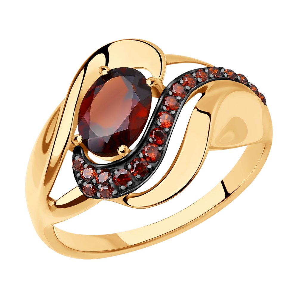 фото Кольцо из красного золота с гранатом/фианитом р 18.5 sokolov 714781