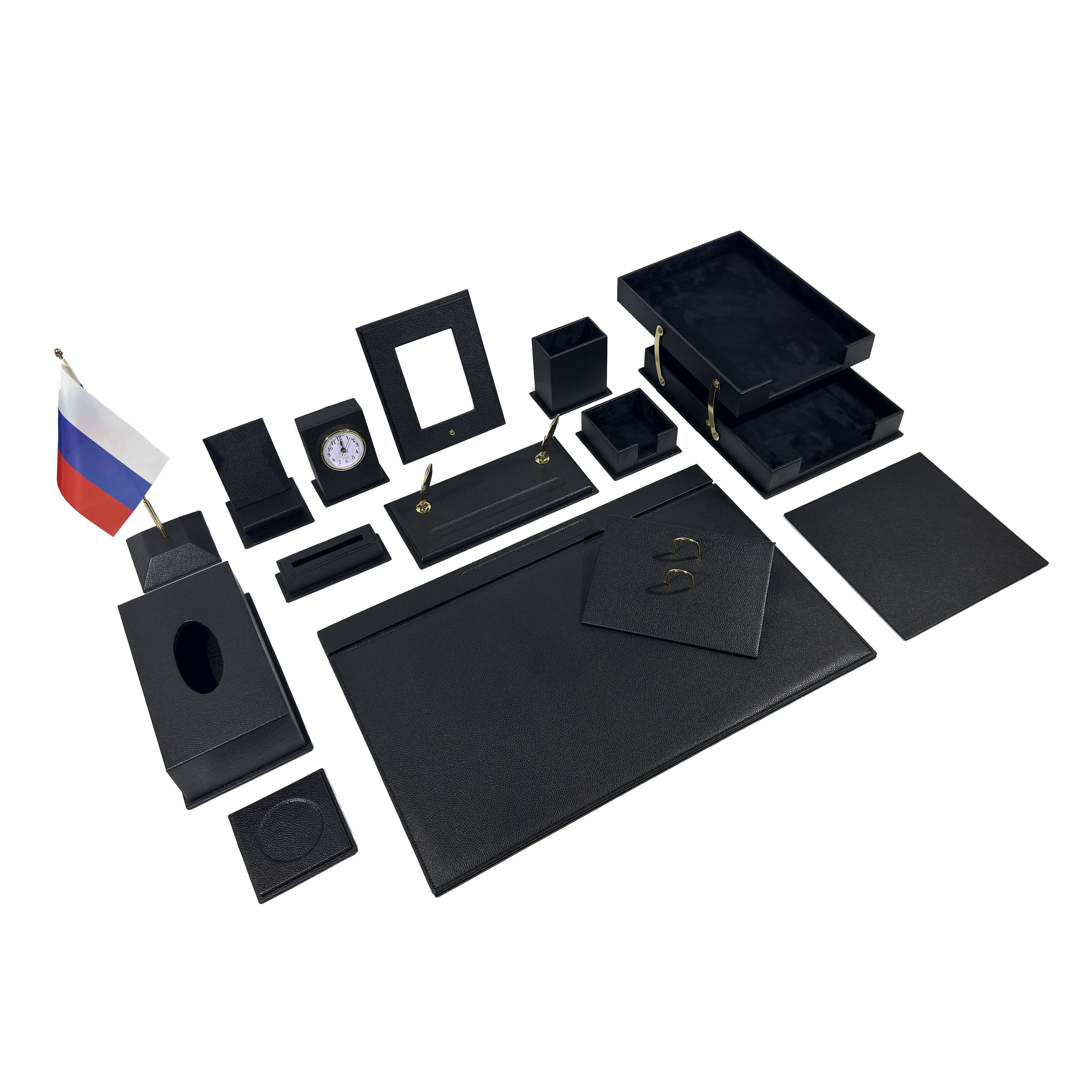 Настольный набор для руководителя UvenirStyle из экокожи, 14 предметов чёрный, eco5001
Настольный набор для руководителя UvenirStyle из экокожи, 14 предметов чёрный, eco5001