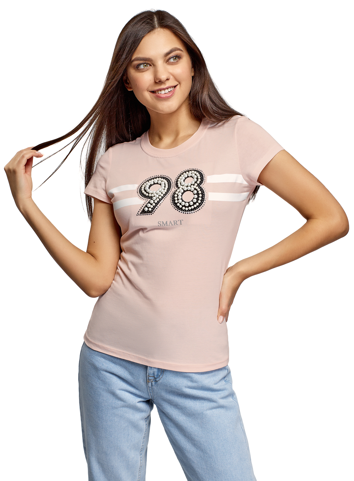 фото Футболка женская oodji 14701078-24b розовая 2xs