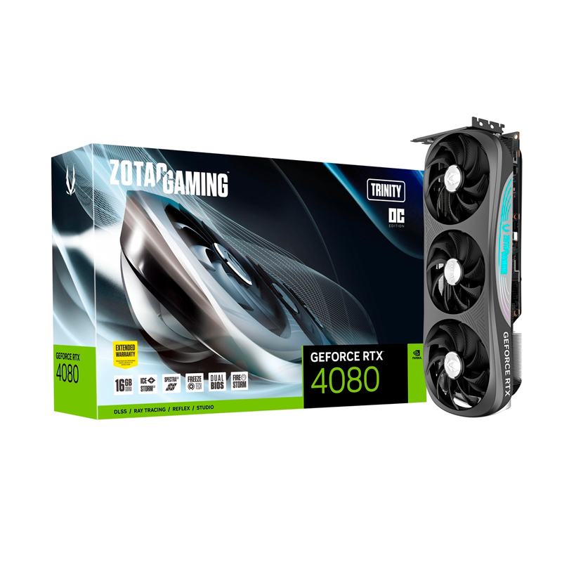 Видеокарта Zotac NVIDIA GeForce RTX 4080 Gaming Trinity OC (ZT-D40810J-10P), Черный, GeForce RTX 4080 Gaming Trinity OC
Видеокарта Zotac NVIDIA GeForce RTX 4080 Gaming Trinity OC (ZT-D40810J-10P), Черный, GeForce RTX 4080 Gaming Trinity OC