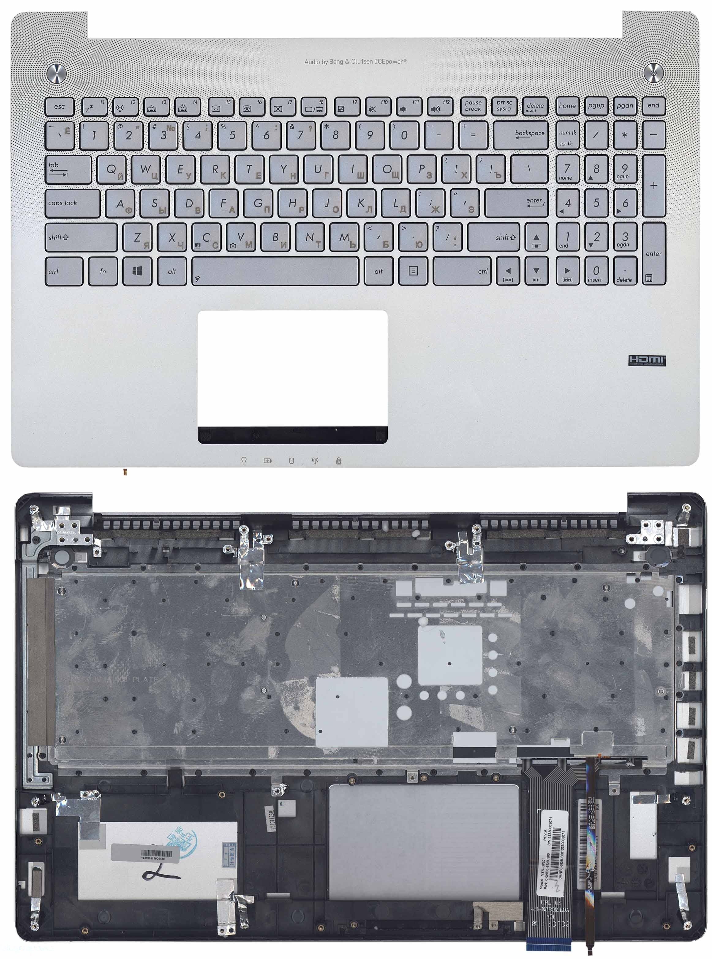 Клавиатура для Asus G550 N550 серебристая с серебристым топ кейсом и подсветкой, для G550, N550,
Клавиатура для Asus G550 N550 серебристая с серебристым топ кейсом и подсветкой, для G550, N550,