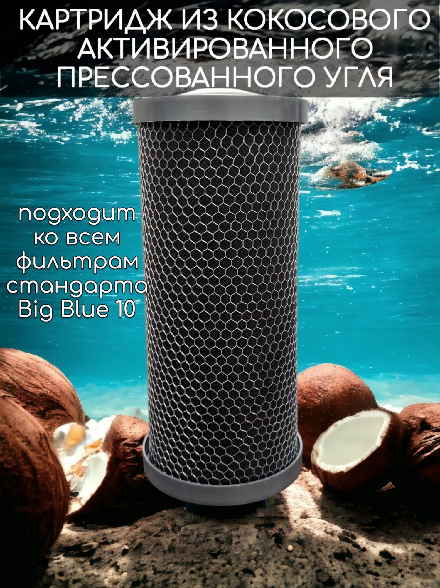 Картридж из прессованного кокосового угля NASHFILTER BL 10Big Blue 30301, Черный, Прессованный уголь
Картридж из прессованного кокосового угля NASHFILTER BL 10Big Blue 30301, Черный, Прессованный уголь