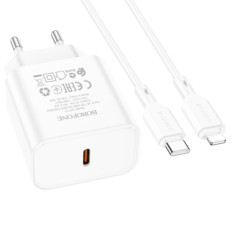Сетевое зарядное устройство Borofone BA71A lightning - usb type-c 1xUSB Type-C 3 А белый, BA71A
Сетевое зарядное устройство Borofone BA71A lightning - usb type-c 1xUSB Type-C 3 А белый, BA71A