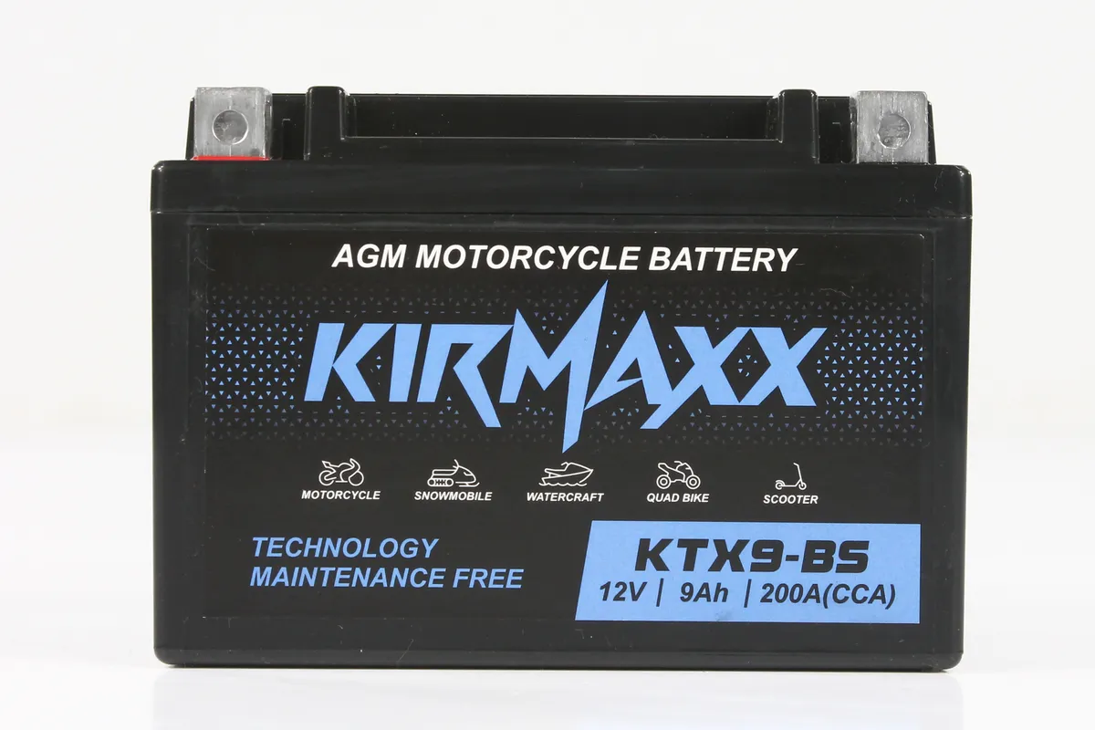 Мото аккумулятор KirMaxx KTX9-BS (YTX9-BS) стартерный для мотоцикла AGM 12V 9 а/ч, KirMaxx KTX9-BS
Мото аккумулятор KirMaxx KTX9-BS (YTX9-BS) стартерный для мотоцикла AGM 12V 9 а/ч, KirMaxx KTX9-BS