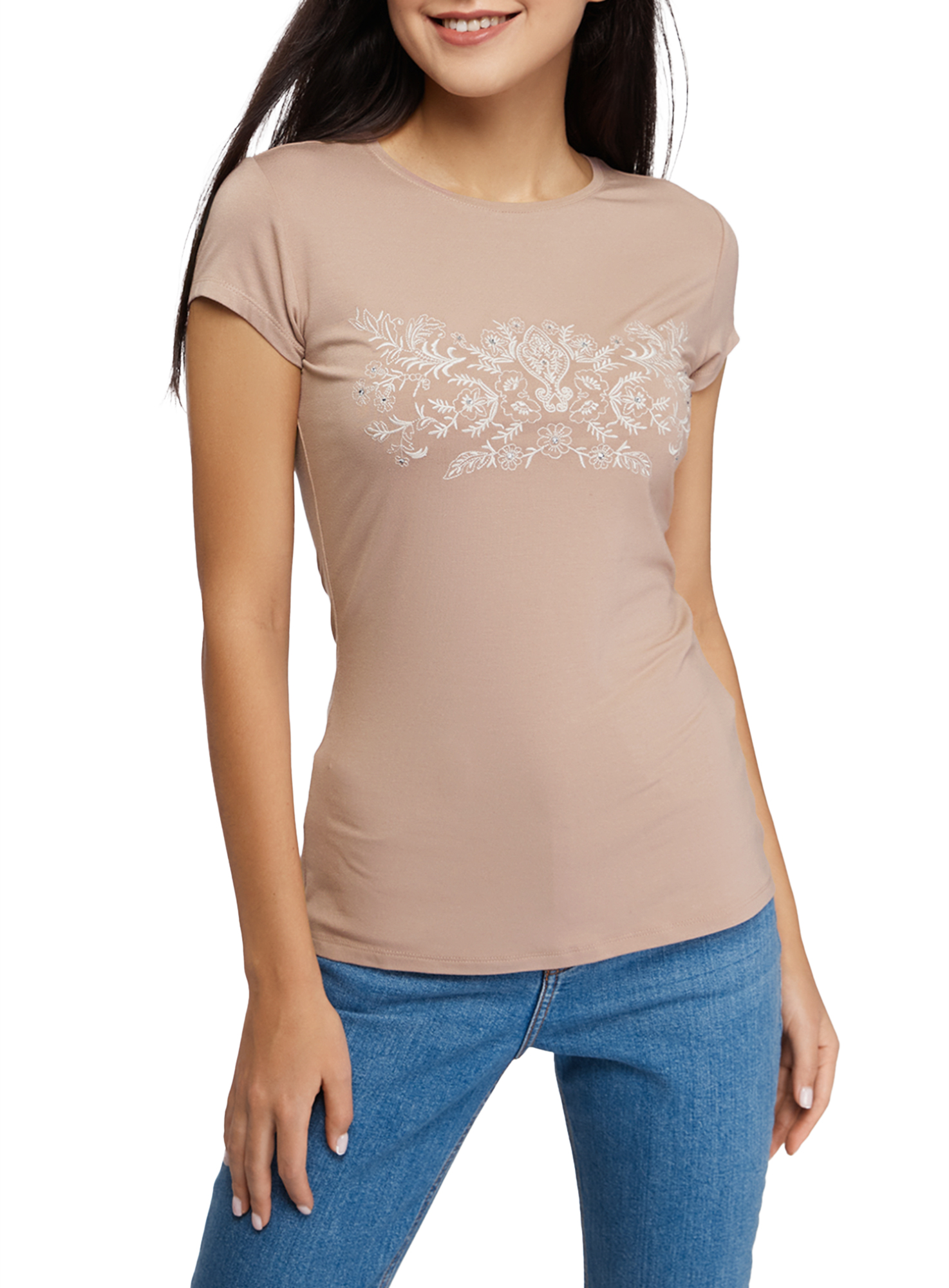 фото Футболка женская oodji 14711011 бежевая 2xl