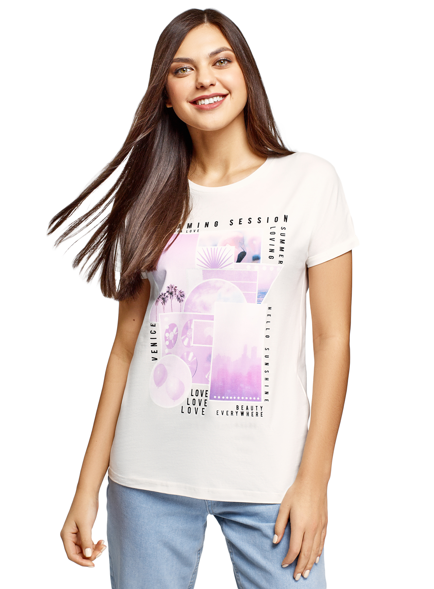 фото Футболка женская oodji 24708003-28 белая 2xs