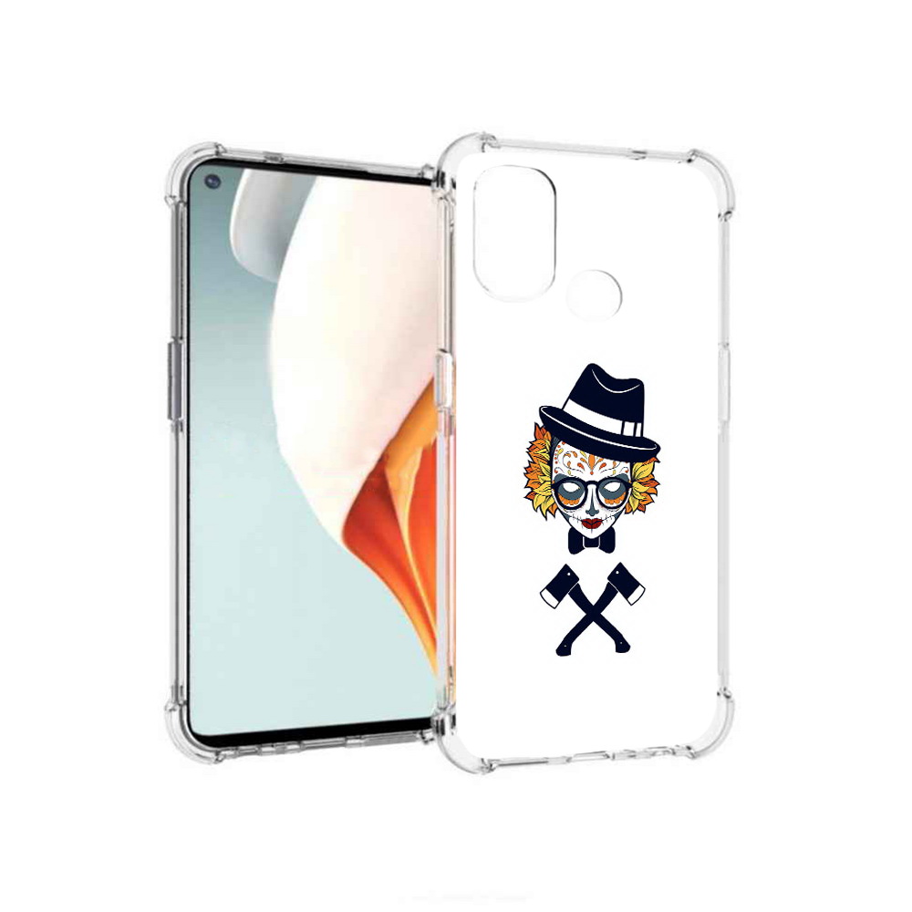 Чехол MyPads Tocco для OnePlus Nord N100 девушка в маске с топорами рисунок, Прозрачный, Tocco