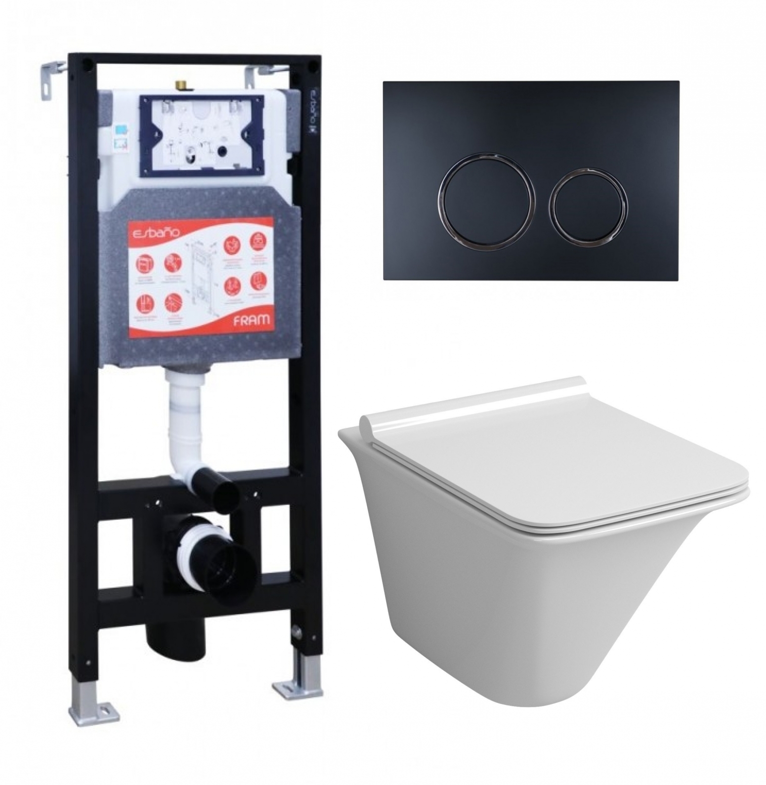 Комплект инсталляция ESBANO FRAM + Унитаз Grossman GR-4413S + кнопка черная матовая
Комплект инсталляция ESBANO FRAM + Унитаз Grossman GR-4413S + кнопка черная матовая