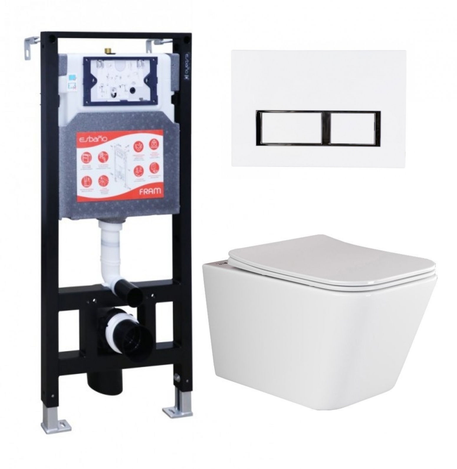 Комплект инсталляция ESBANO FRAM + Унитаз Ceramica Nova Metric + кнопка белая глянец
Комплект инсталляция ESBANO FRAM + Унитаз Ceramica Nova Metric + кнопка белая глянец
