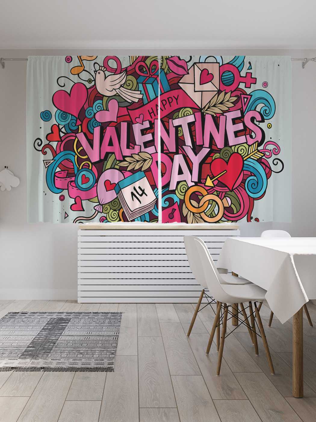 фото Шторы joyarty с фотопечатью "день святого валентина" из сатена, 290х180 см