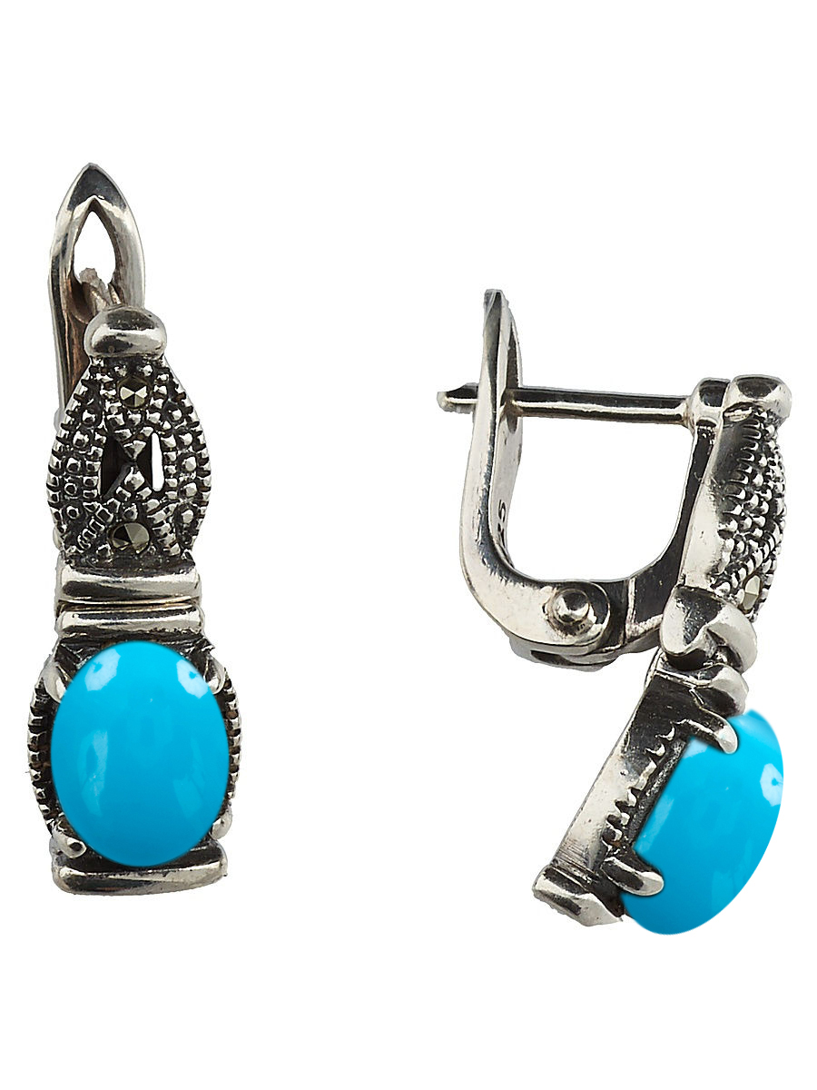 Серьги из серебра с марказитом/бирюзой искусственной Марказит HE250, HE250_марказит, бирюза синт.
Серьги из серебра с марказитом/бирюзой искусственной Марказит HE250, HE250_марказит, бирюза синт.