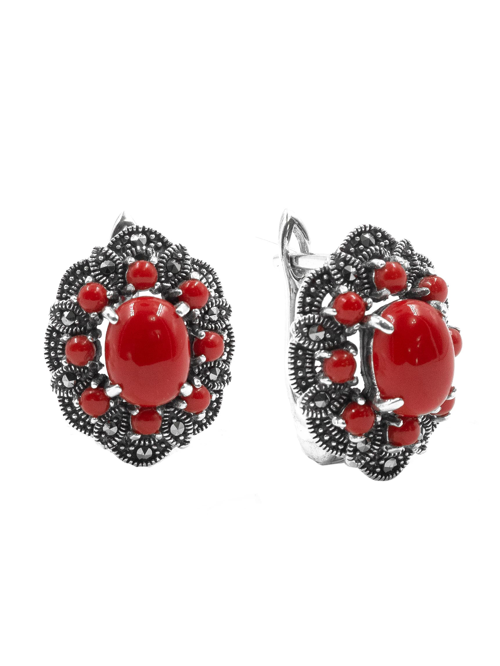 Серьги из серебра с марказитом/кораллом искусственным Марказит HE813, HE813_марказит, коралл синт.
Серьги из серебра с марказитом/кораллом искусственным Марказит HE813, HE813_марказит, коралл синт.