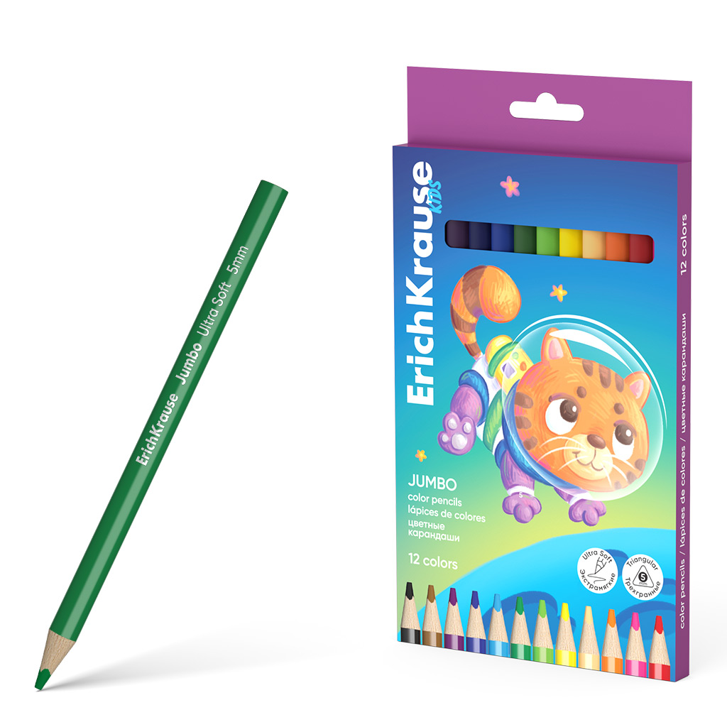 Цветные карандаши ErichKrause Kids,61780, 12 цветов в коробке с европодвесом 12 шт, Разноцветные
Цветные карандаши ErichKrause Kids,61780, 12 цветов в коробке с европодвесом 12 шт, Разноцветные