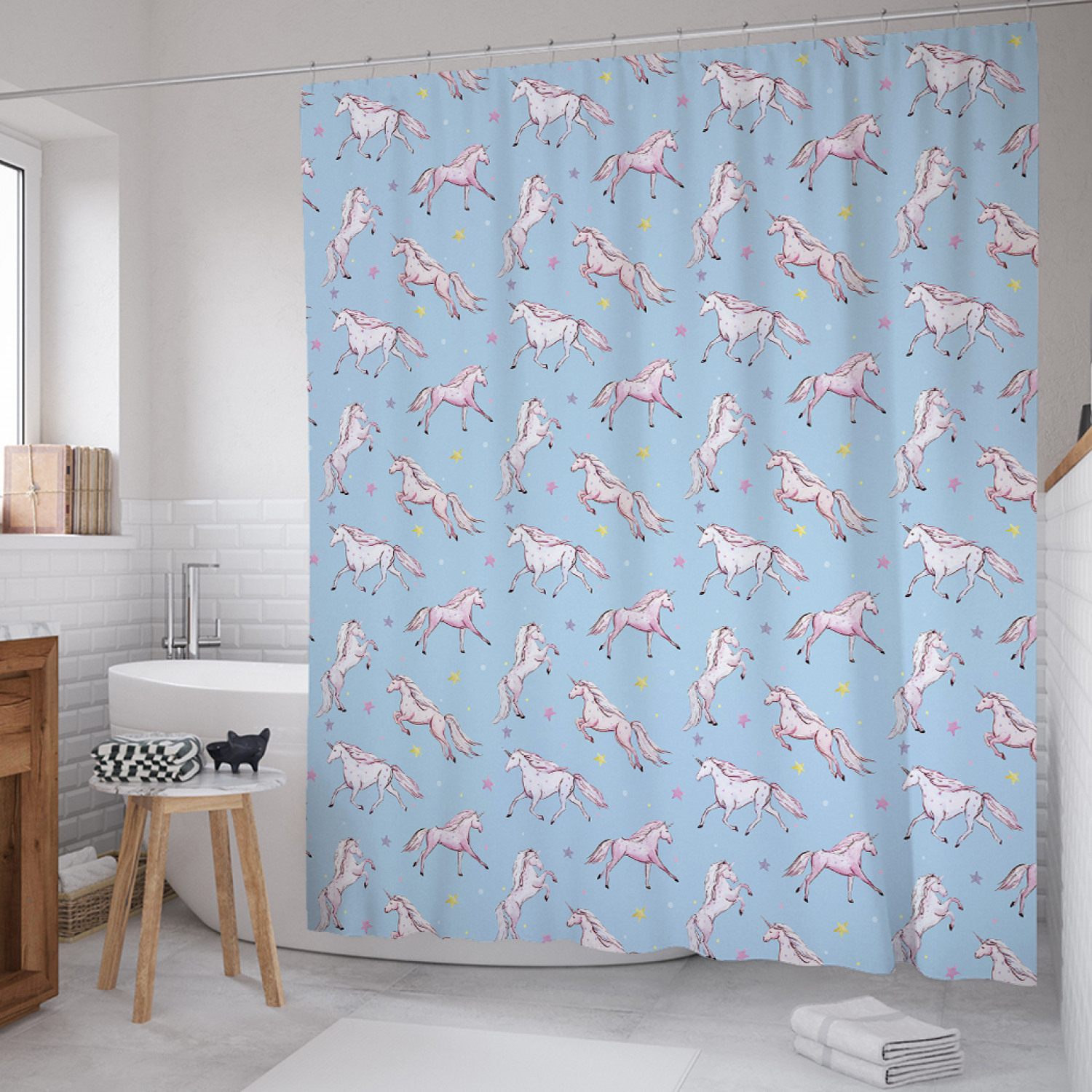 Штора для ванной JoyArty "Единорог среди звезд" из сатена, 180х200 см с крючками, Голубой, Единорог среди звезд 
Штора для ванной JoyArty "Единорог среди звезд" из сатена, 180х200 см с крючками, Голубой, Единорог среди звезд