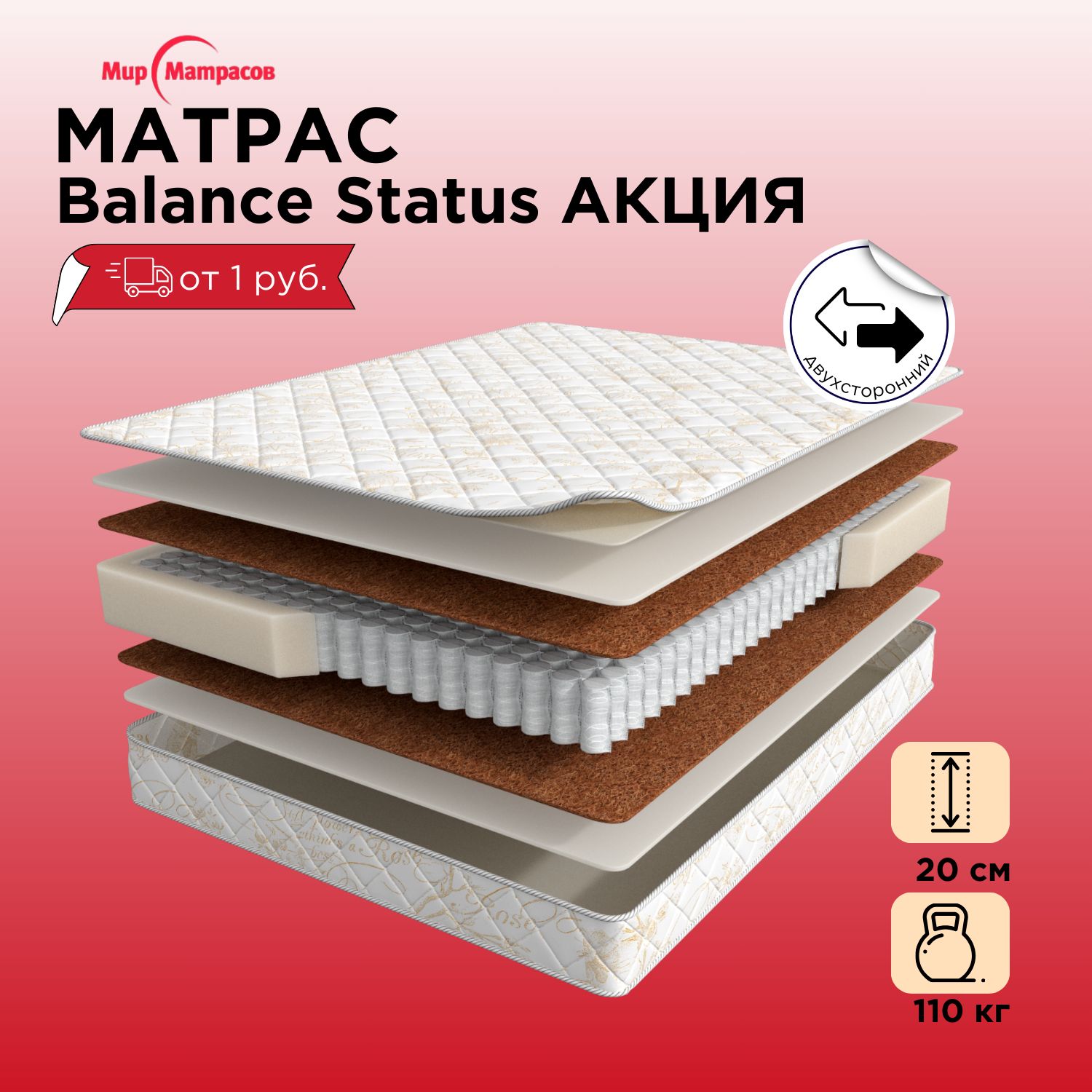 Анатомический ортопедический матрас Мир Матрасов BALANCSTATUS Ак 200*140, Бежевый, BALANCSTATUS Ак
Анатомический ортопедический матрас Мир Матрасов BALANCSTATUS Ак 200*140, Бежевый, BALANCSTATUS Ак