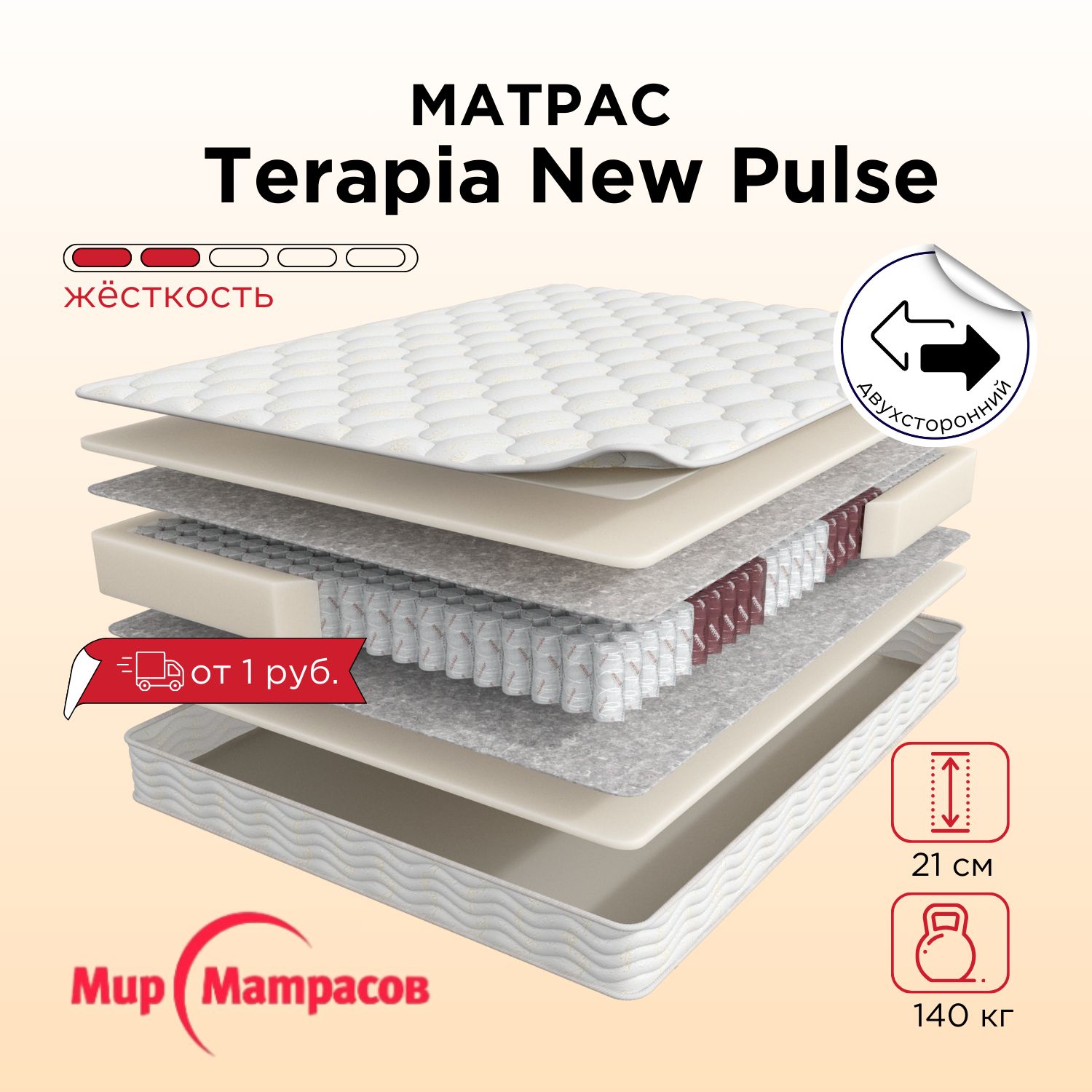 Анатомический ортопедический матрас Мир Матрасов TER NEW PULSE 200*90, Белый, TER NEW PULSE
Анатомический ортопедический матрас Мир Матрасов TER NEW PULSE 200*90, Белый, TER NEW PULSE